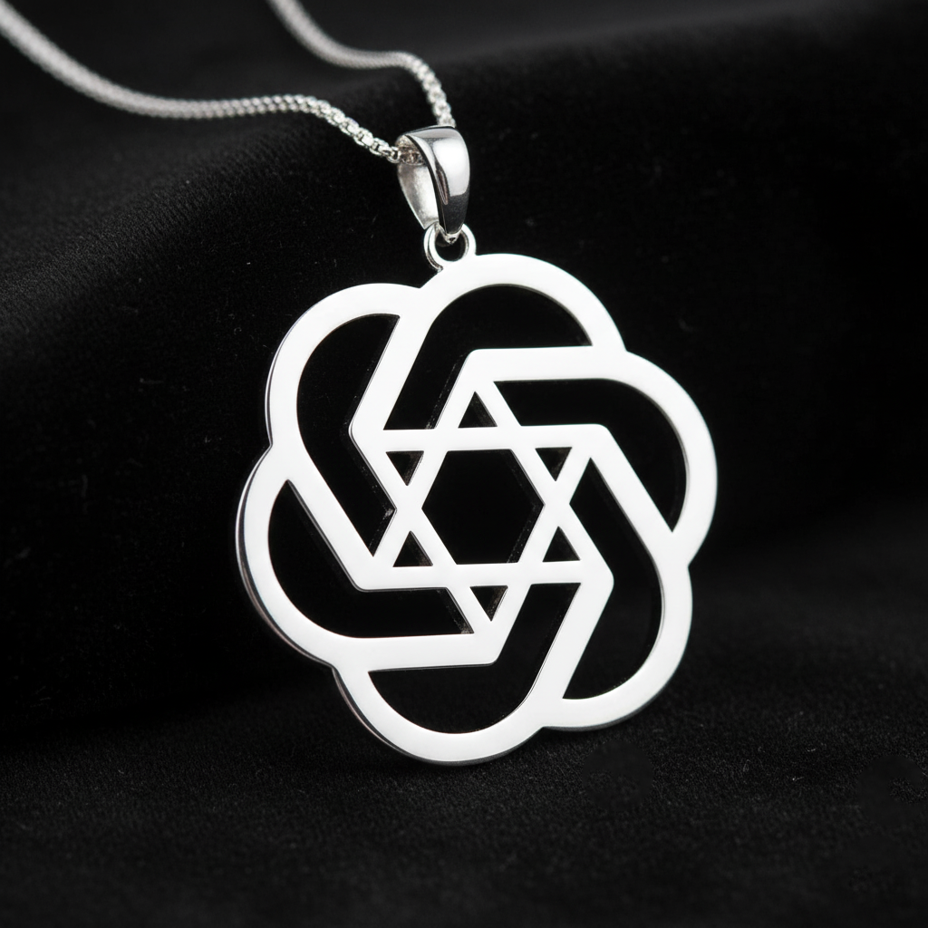 ChatGPT Star of David Necklace Pendant (14K White Gold)