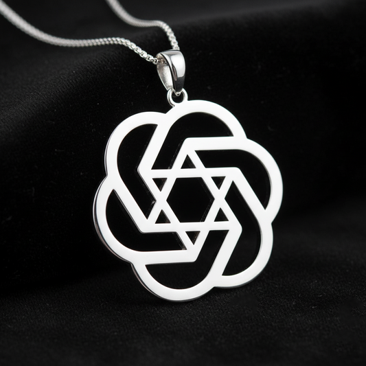ChatGPT Star of David Necklace Pendant (14K White Gold)