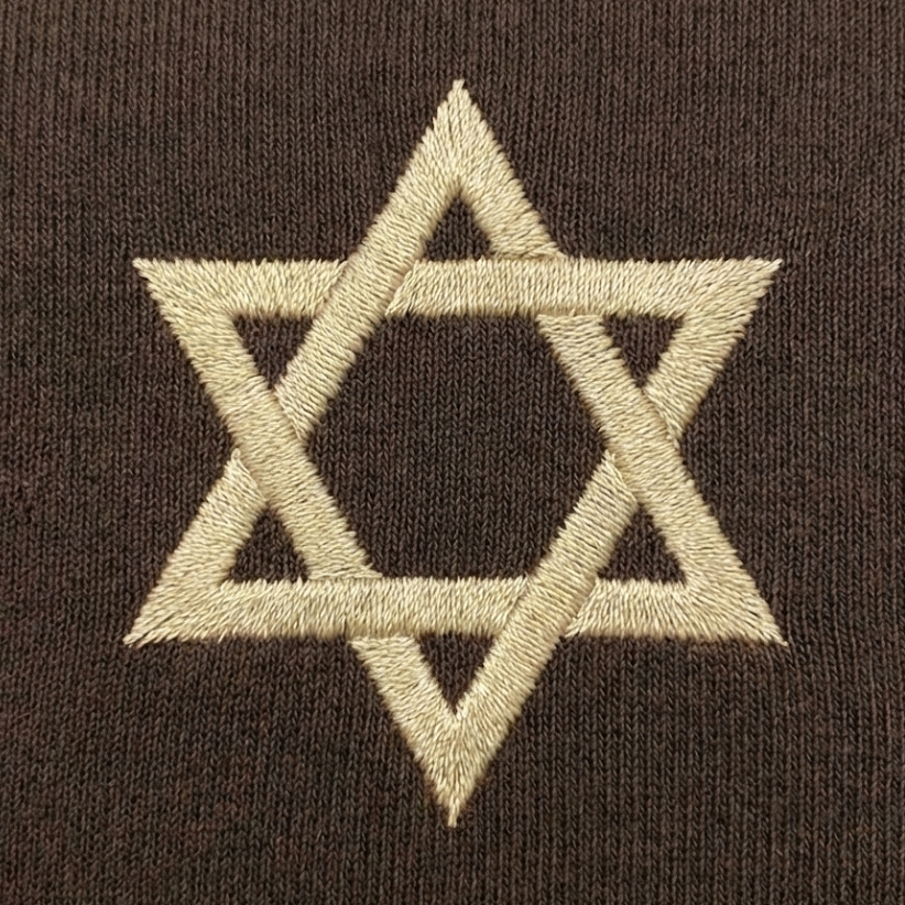 Embroidered Star of David on a brown fabric