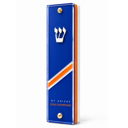 Blue and orange NY Knicks mezuzah